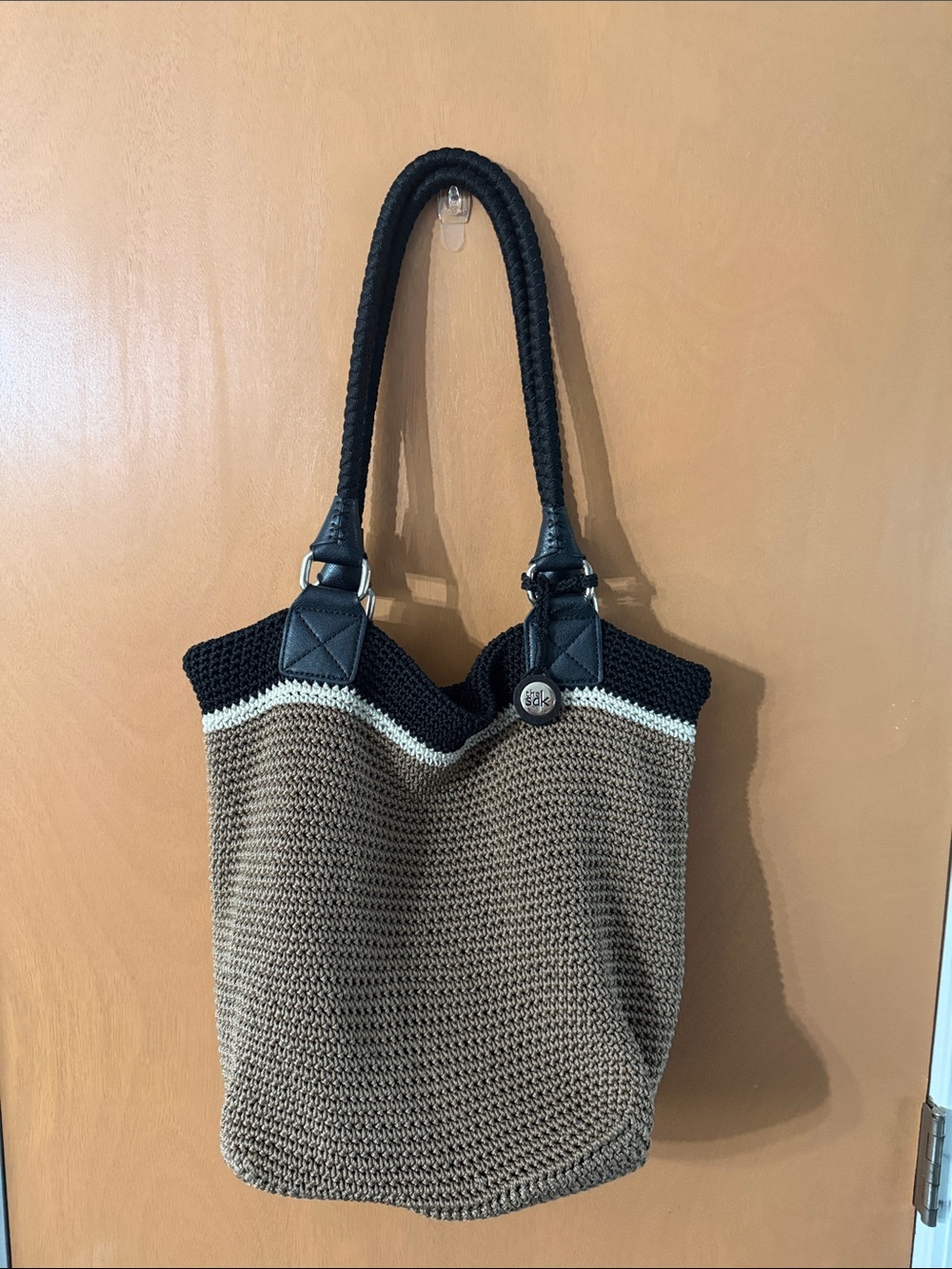 The Sak Brown and Black Woven Shoulder Tote